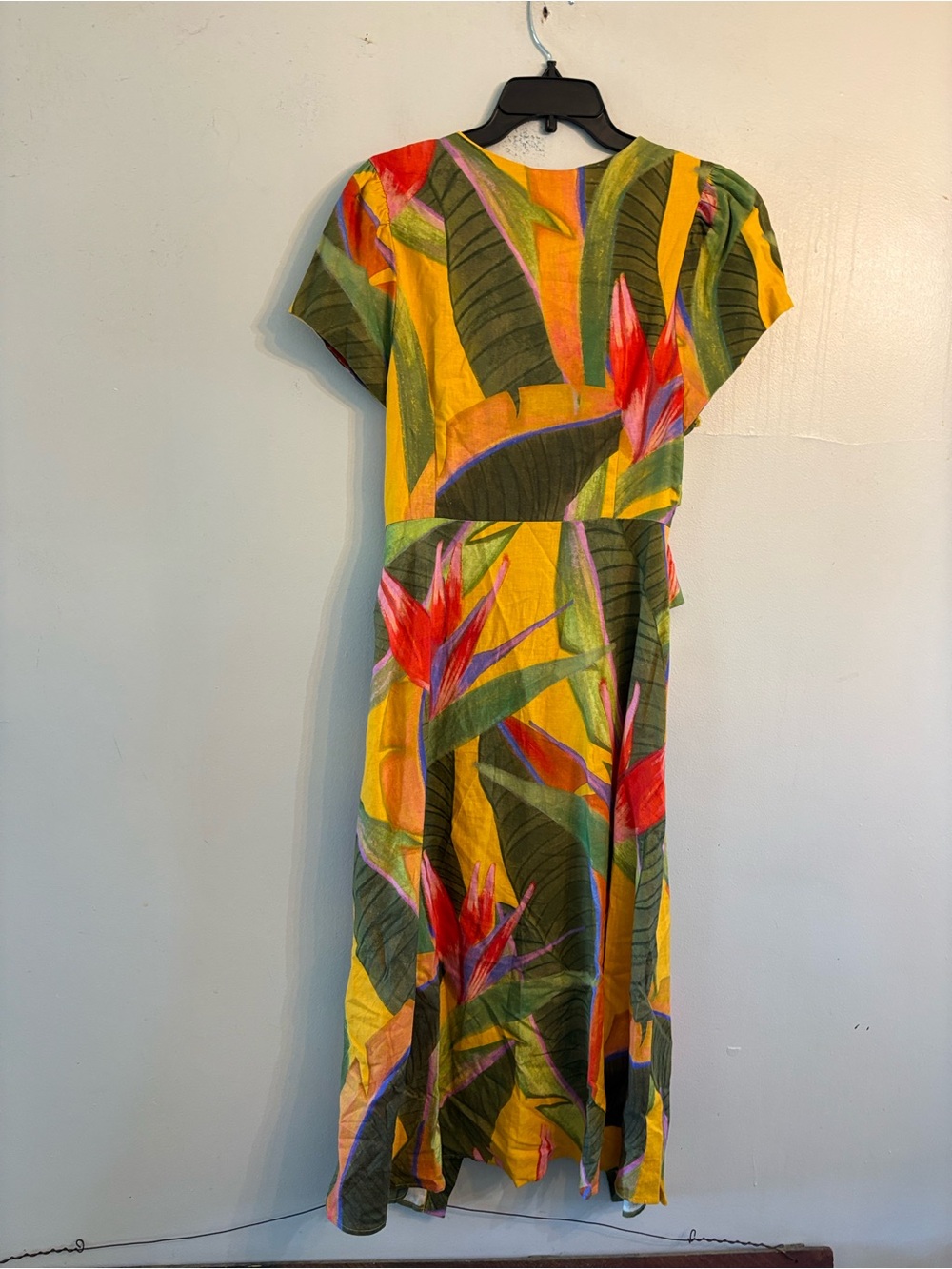 Farm Rio Yellow Garden Midi Dress Womens Large NWT Tropical Cutout Ring Detail - Picture 7 of 13